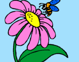 Desenho Margarida com abelha pintado por clara   souto