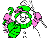Desenho Boneco de neve com cachecol pintado por jo