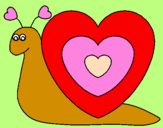 Desenho Caracol coração  pintado por S`Silva