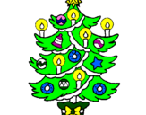 Desenho Árvore de natal com velas pintado por adriana