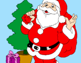 Desenho Santa Claus e uma árvore de natal pintado por yana