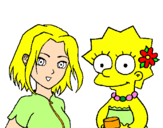 Desenho Sakura e Lisa pintado por patricia