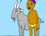 Desenho Cabra e criança africana pintado por lele