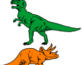 Desenho Tricerátopo e tiranossauro rex pintado por victoria   maraia