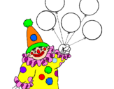 Desenho Palhaço com balões pintado por laio