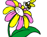 Desenho Margarida com abelha pintado por sara