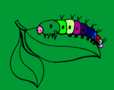 Desenho Lagarta numa folha pintado por allan