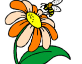 Desenho Margarida com abelha pintado por bee