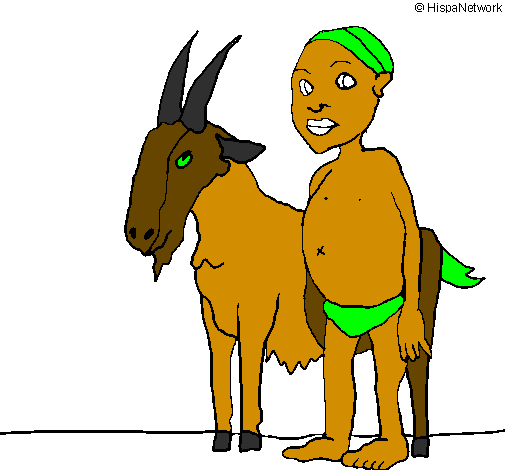 Desenho Cabra e criança africana pintado por samuel dreiner