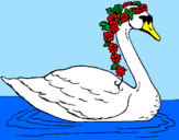Desenho Cisne com flores pintado por emily *,* 