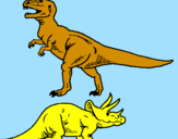 Desenho Tricerátopo e tiranossauro rex pintado por danillo