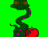 Desenho Serpente e maçã pintado por marina