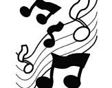 Desenho Notas na escala musical pintado por lyly