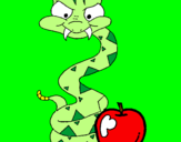 Desenho Serpente e maçã pintado por roxi