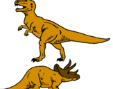 Desenho Tricerátopo e tiranossauro rex pintado por pedro santos