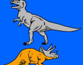 Desenho Tricerátopo e tiranossauro rex pintado por augusto jj