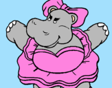 Desenho Hipopótamo com laço pintado por maria eduarda