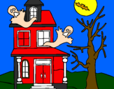 Desenho Casa do terror pintado por aana