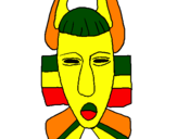 Desenho Máscara africana pintado por trabalho ARTE AFRICANA aú