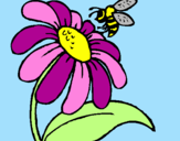 Desenho Margarida com abelha pintado por Lolo