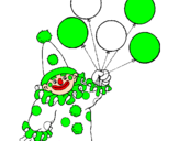 Desenho Palhaço com balões pintado por boca de siri
