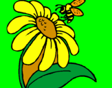 Desenho Margarida com abelha pintado por ruben
