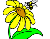 Desenho Margarida com abelha pintado por bia