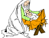 Desenho Nascimento do menino Jesús pintado por gabi