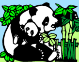 Desenho Mamã panda pintado por heloisa