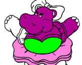 Desenho Hipopótamo com laço pintado por bruno 4141
