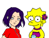 Desenho Sakura e Lisa pintado por guilherme