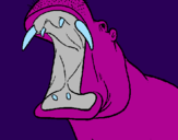 Desenho Hipopótamo com a boca aberta pintado por vitor hugoooo