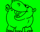 Desenho Hipopótamo pintado por JP 3 anos
