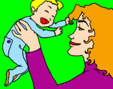 Desenho Mãe e filho  pintado por inês