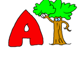 Desenho Árvore pintado por letra A