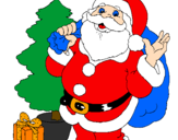 Desenho Santa Claus e uma árvore de natal pintado por joao amado