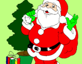 Desenho Santa Claus e uma árvore de natal pintado por Felipe