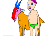 Desenho Cabra e criança africana pintado por ágata .m .g