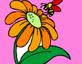 Desenho Margarida com abelha pintado por maria