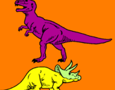 Desenho Tricerátopo e tiranossauro rex pintado por RAFAEL