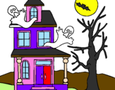 Desenho Casa do terror pintado por larissa