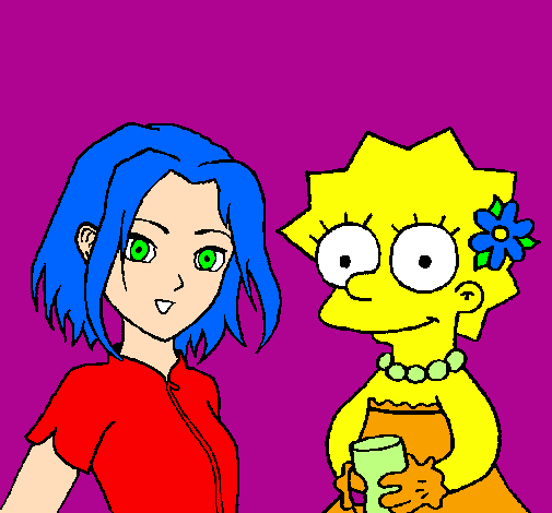 Desenho Sakura e Lisa pintado por rops   e          ta     