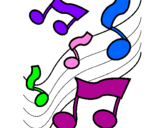 Desenho Notas na escala musical pintado por maira
