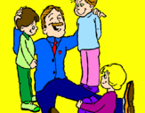 Desenho Papá com os seus 3 filhos pintado por Mary10
