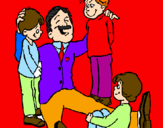 Desenho Papá com os seus 3 filhos pintado por andressa  8 anos