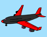 Desenho Avião de passageiros pintado por flamengo