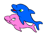 Desenho Golfinhos pintado por golfinho