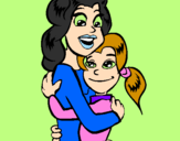 Desenho Mãe e filha abraçaram pintado por Mary10