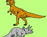 Desenho Tricerátopo e tiranossauro rex pintado por gabriel feitosa