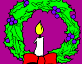 Desenho Coroa de natal e uma vela pintado por  ana clara